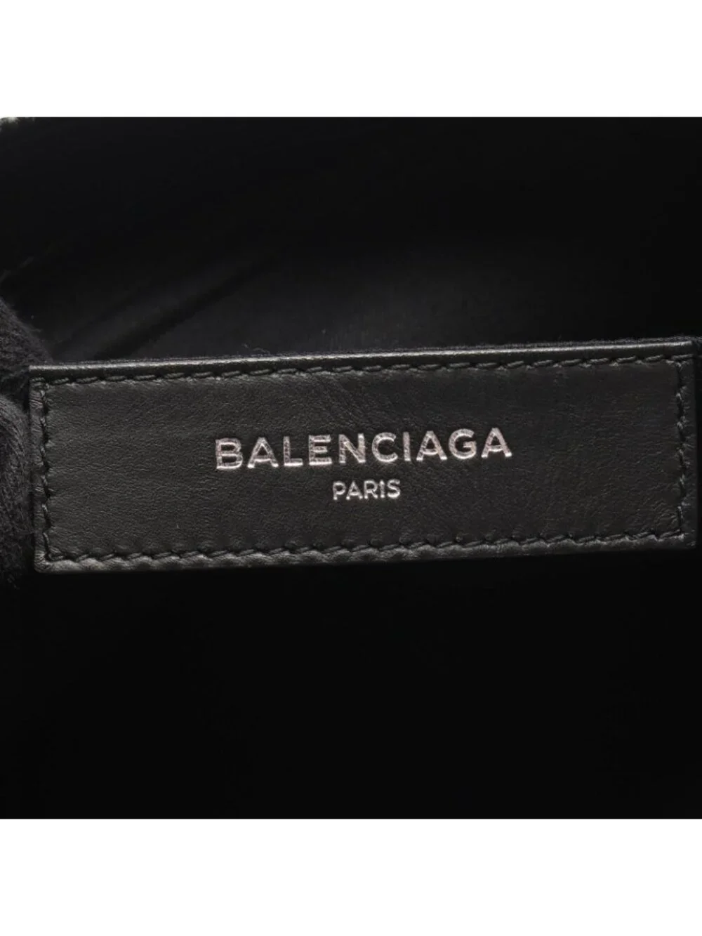 Balenciaga Clutch Navy Clip M Ivory Black Canvas Leather